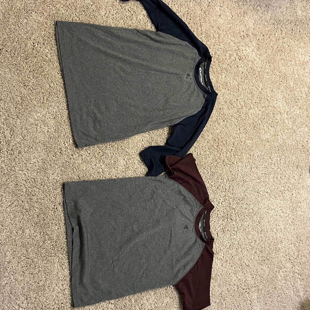 Easton Grey baseball shirts with Navy (3/4) sleeves and maroon (short) sleeves.